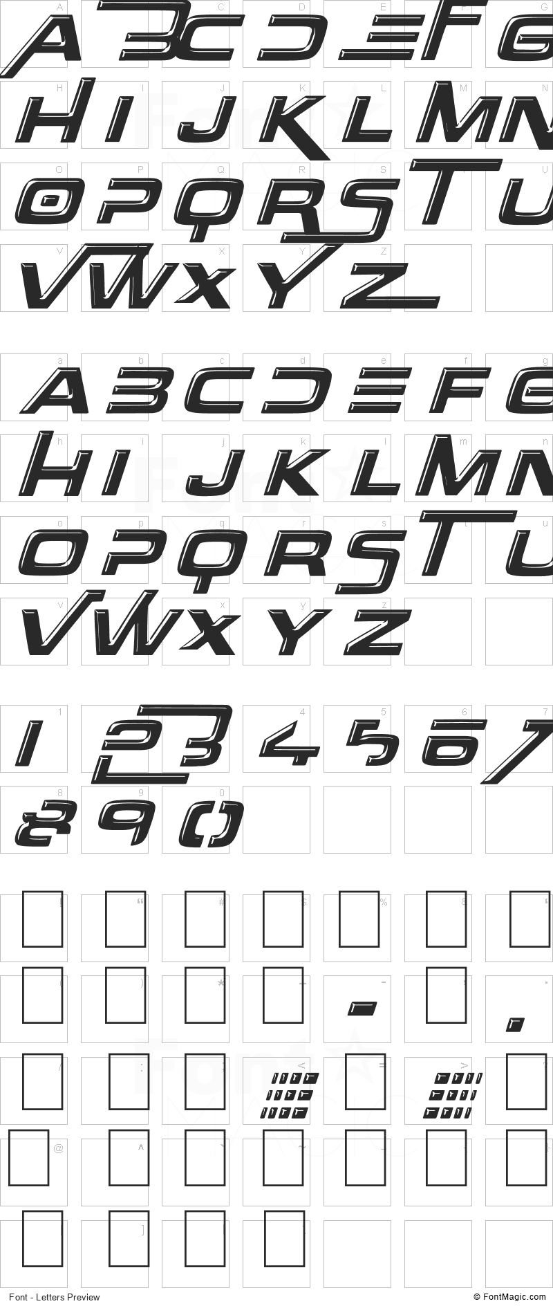 Over There Font - All Latters Preview Chart